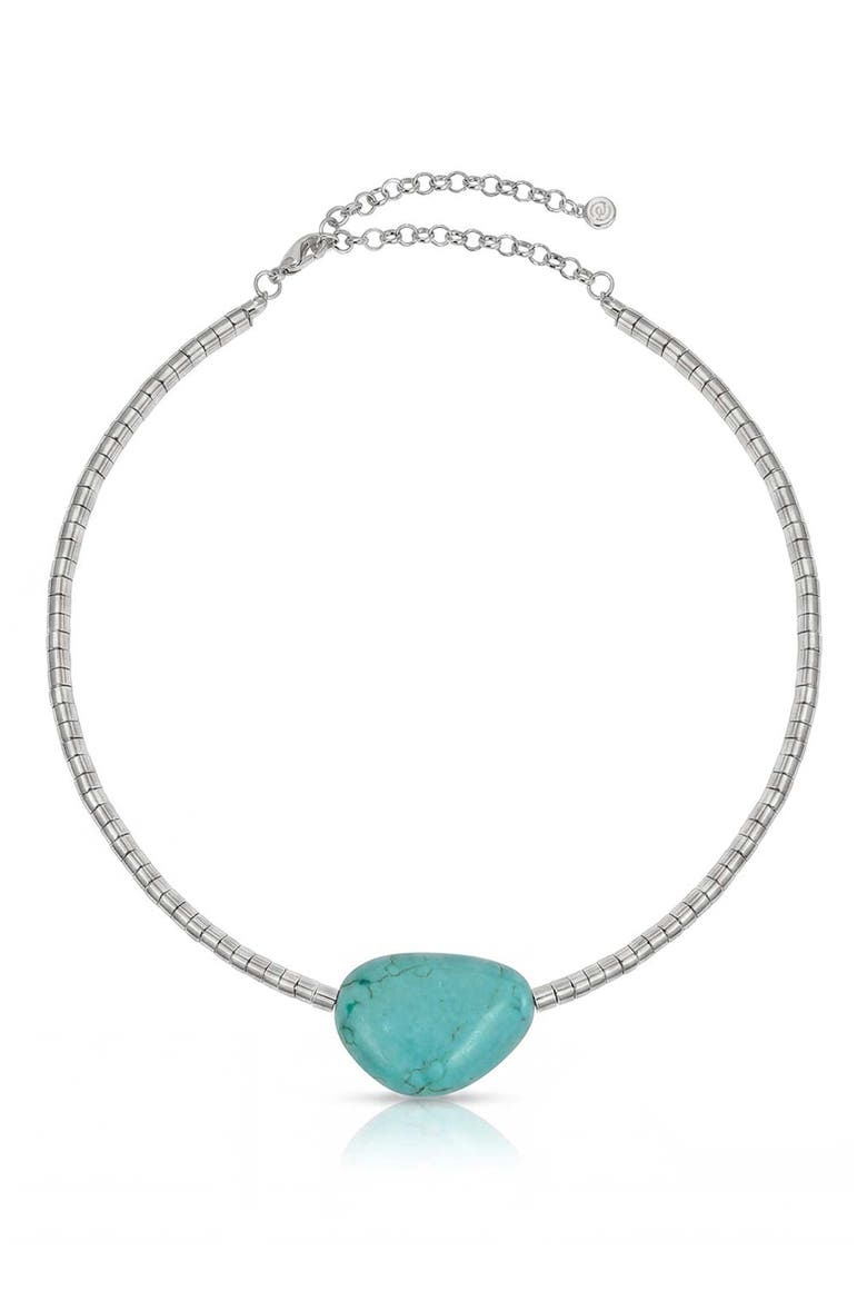 Turquoise Pendant Bead Necklace, Main, color, TURQUOISE AND SILVER