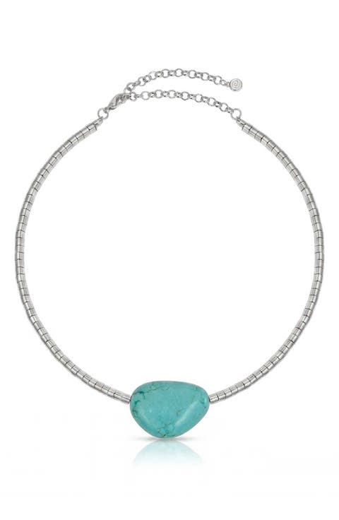 Turquoise Pendant Bead Necklace