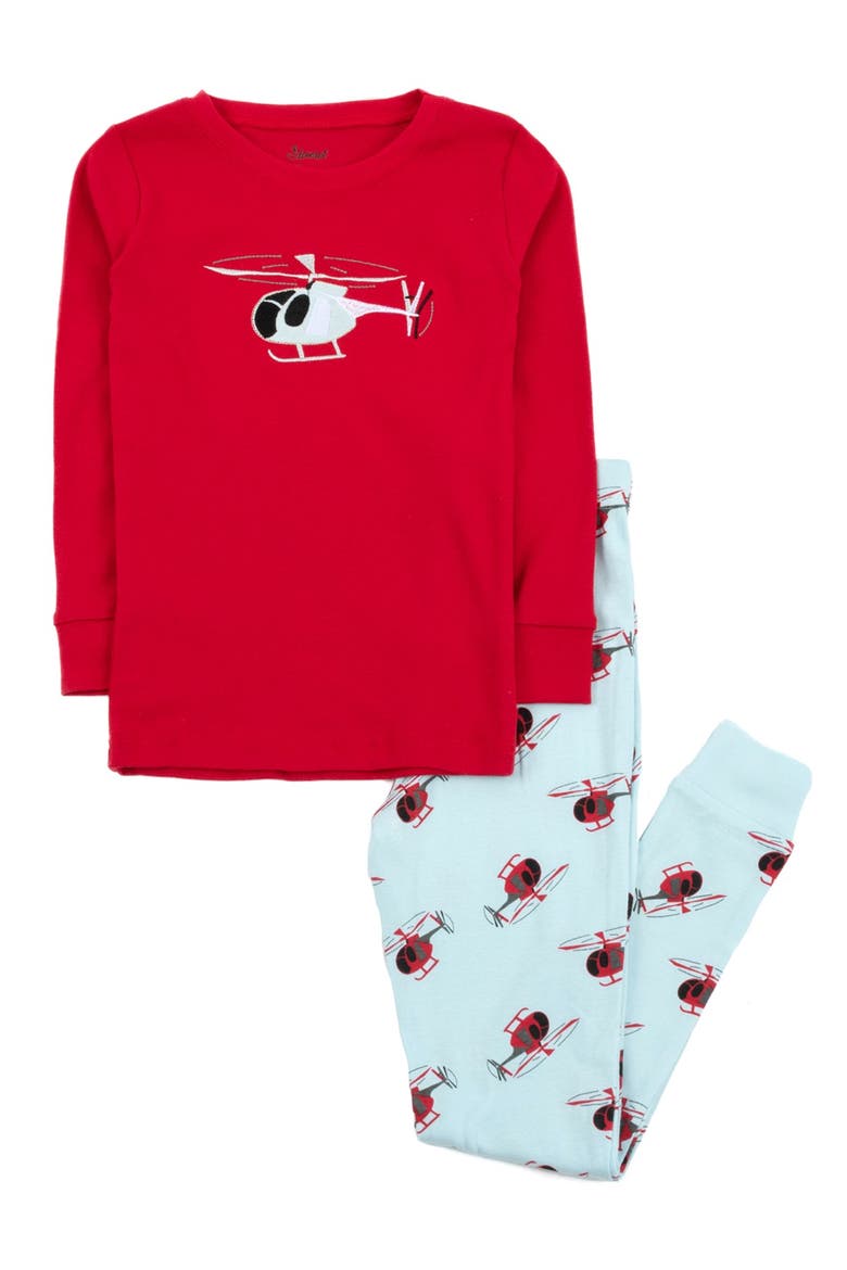 Helicopter Pajama Set, Main, color, RED