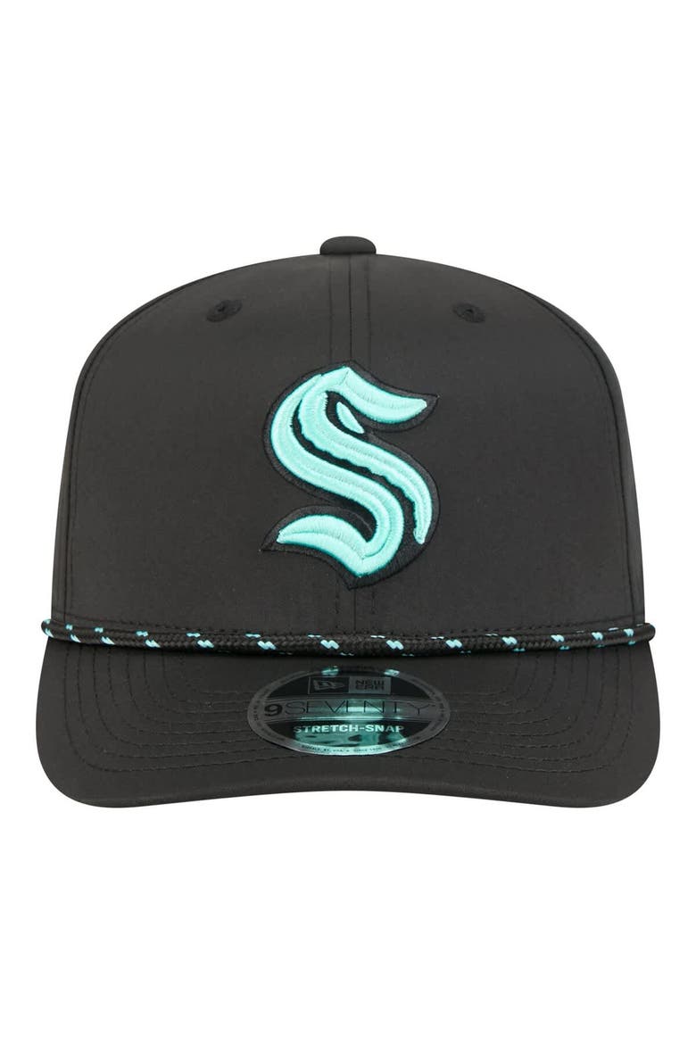Men's New Era  Black Seattle Kraken Sport Vented 9SEVENTY Rope Adjustable Hat, Alternate, color, Black