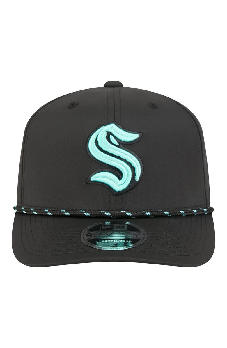 New Era Men's New Era Black Seattle Kraken Sport Vented 9SEVENTY Rope Adjustable Hat, Alternate, color, Black