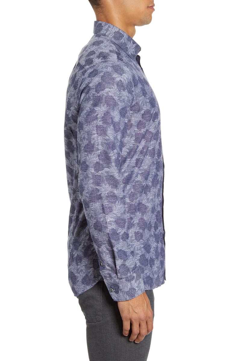 Ted Baker London Slim Fit Palm Jacquard Button-Up Shirt, Alternate, color, 