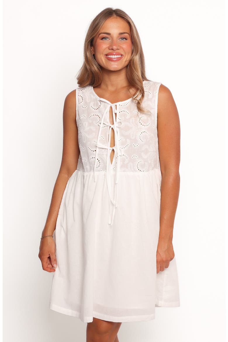 Nyssa Embroidered Sleeveless Cotton Sundress, Alternate, color, WHITE