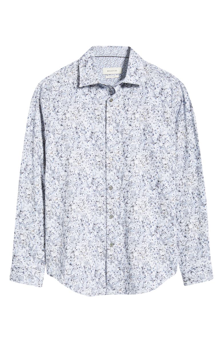 Bugatchi Jimmy OoohCotton<sup>®</sup> Floral Button-Up Shirt, Alternate, color, Platinum