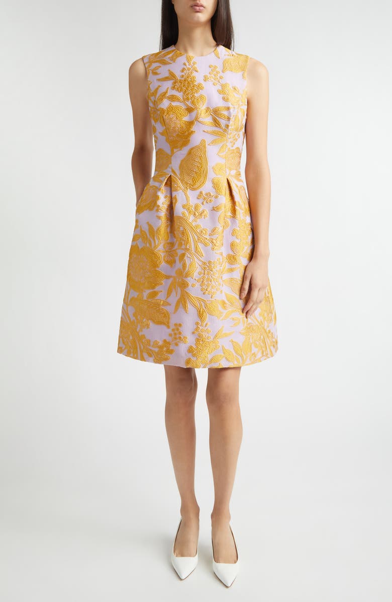 Lela Rose Betsy Floral Jacquard Cocktail Dress, Main, color, Peony Multi