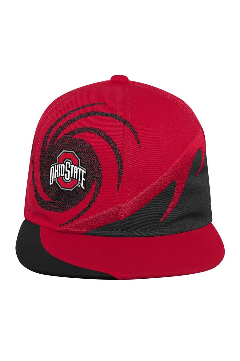 Youth Mitchell & Ness Scarlet/Black Ohio State Buckeyes Spiral Snapback Hat, Main, color, Scarlet