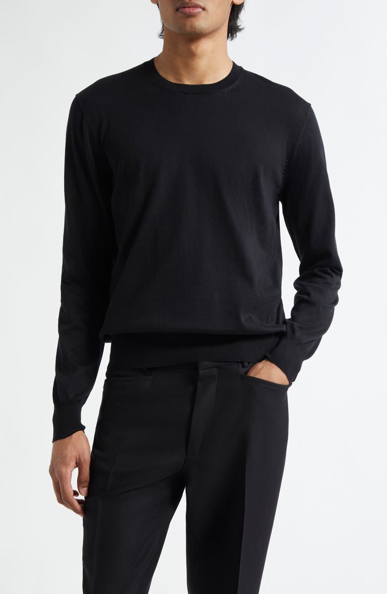 TOM FORD Cotton Crewneck Sweater, Main, color, Black