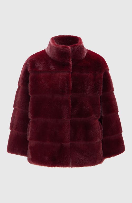 Lyla Grant Fur-free Mink (faux Fur) Jacket In Burgundy