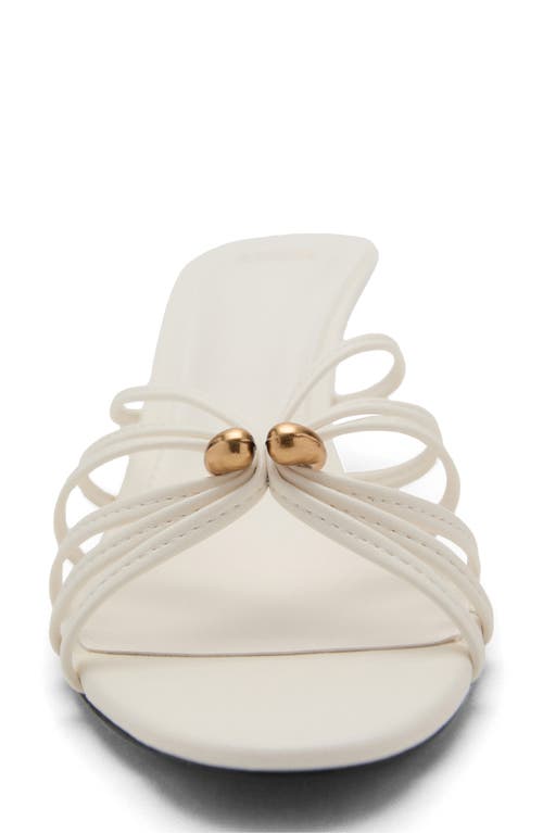 Mango Metallic Detail Kitten Heel Slide Sandal In White