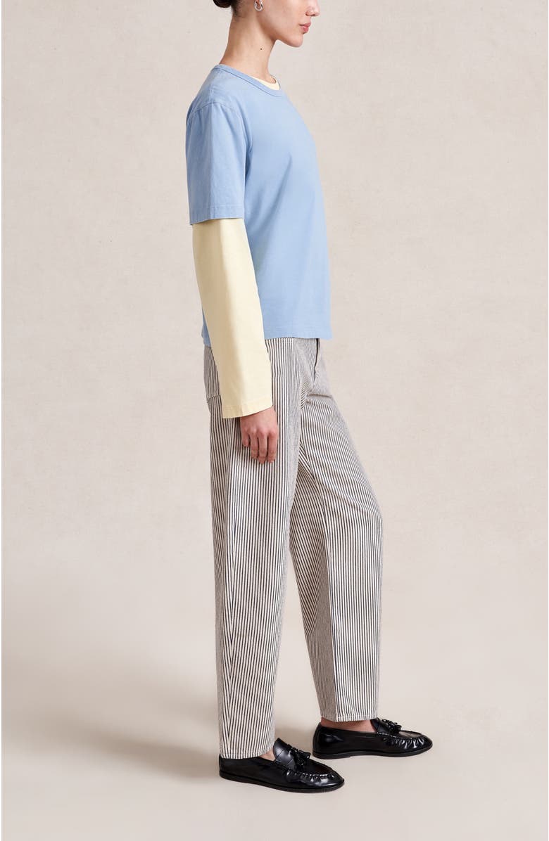 La Ligne Short Sleeve Boyfriend Tee, Alternate, color, Chambray