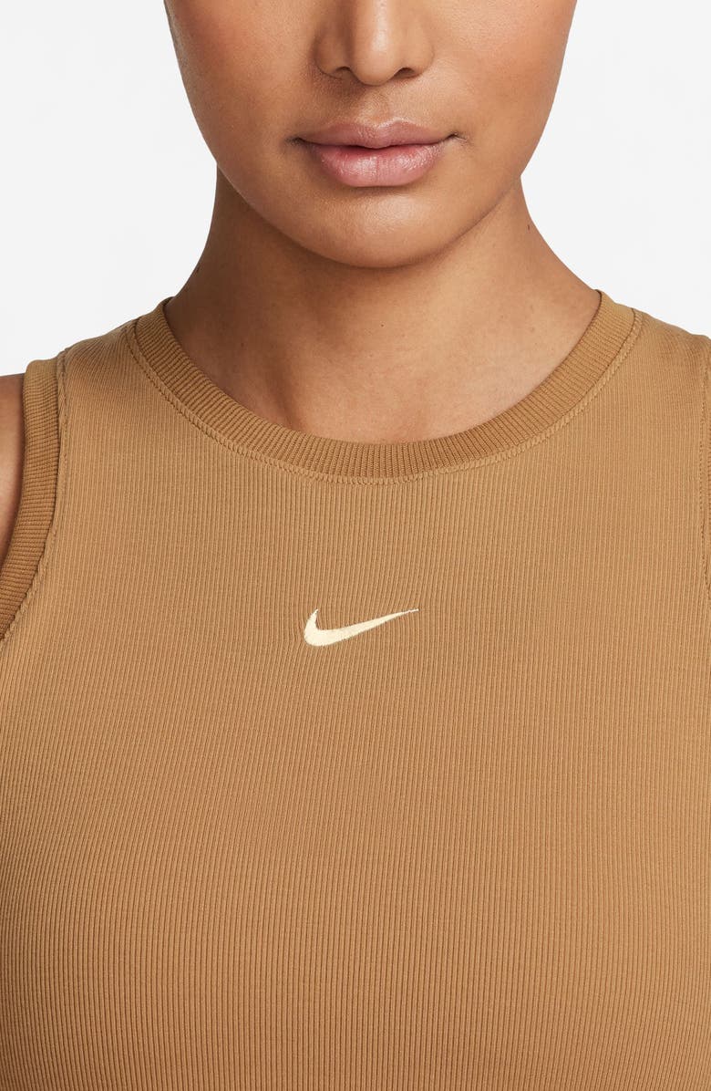 Nike Sportswear Essential Rib Crop Tank, Alternate, color, Flax/ Sail
