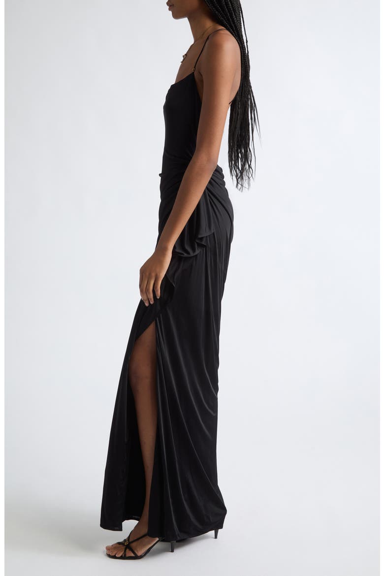 Liquid Drape Jersey Gown, Alternate, color, BLACK