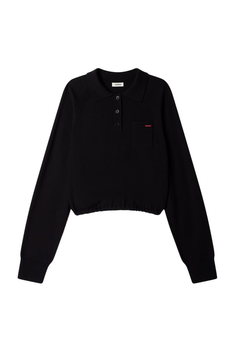 Wool polo shirt with logo, Alternate, color, Black