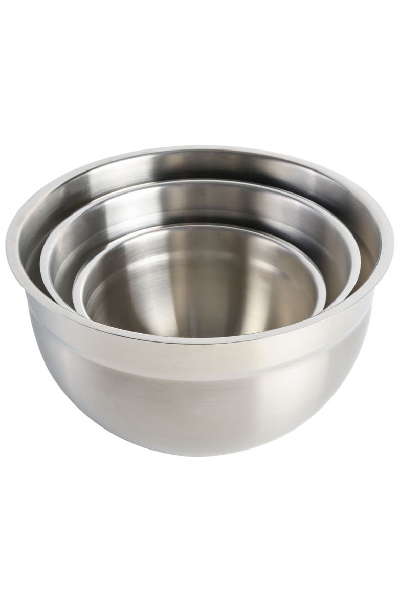 3-Piece Brushed Stainless Steel Nesting Mixing Bowl Set, Alternate, color, Stainless Steel