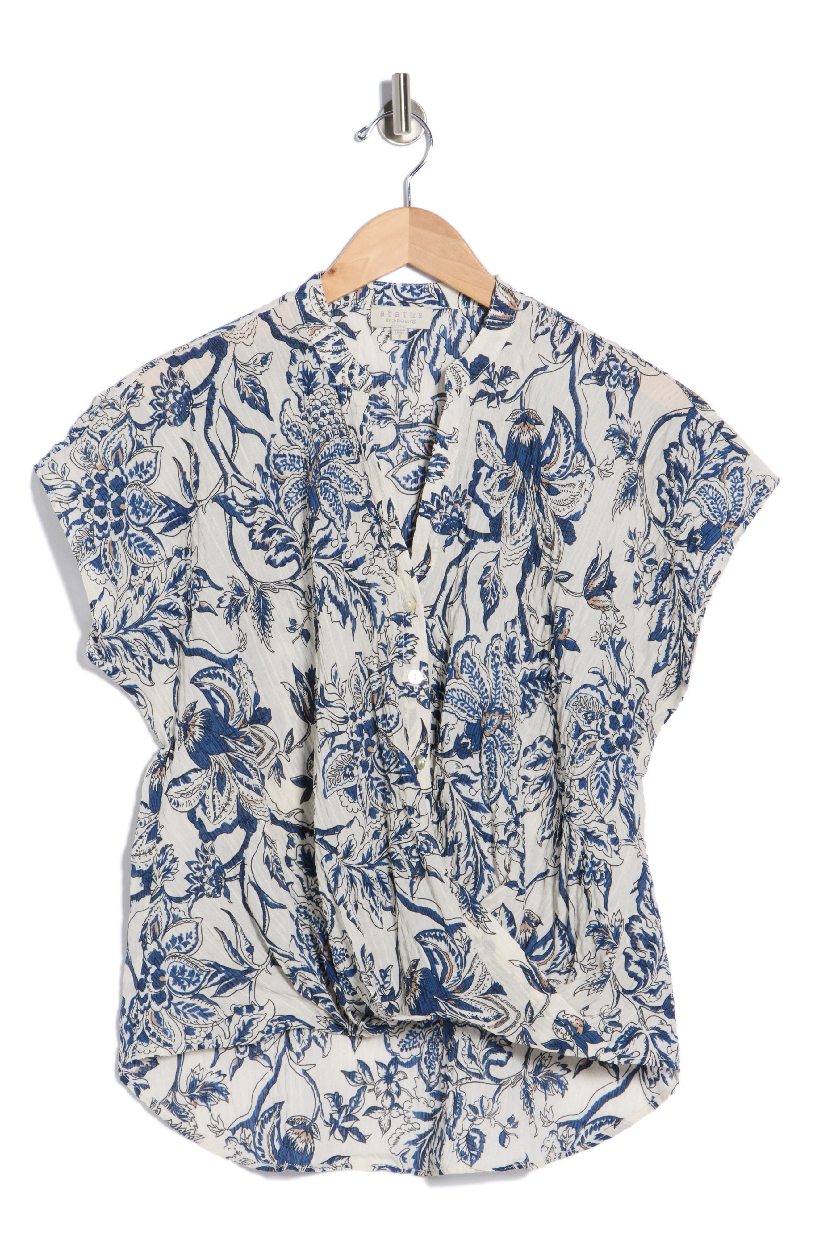 CHENAULT Print Split Neck Top