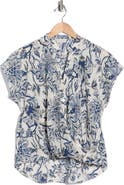 CHENAULT Print Split Neck Top