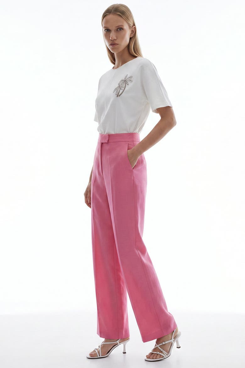 Octavia Wide Leg Linen Pants, Alternate, color, PINK