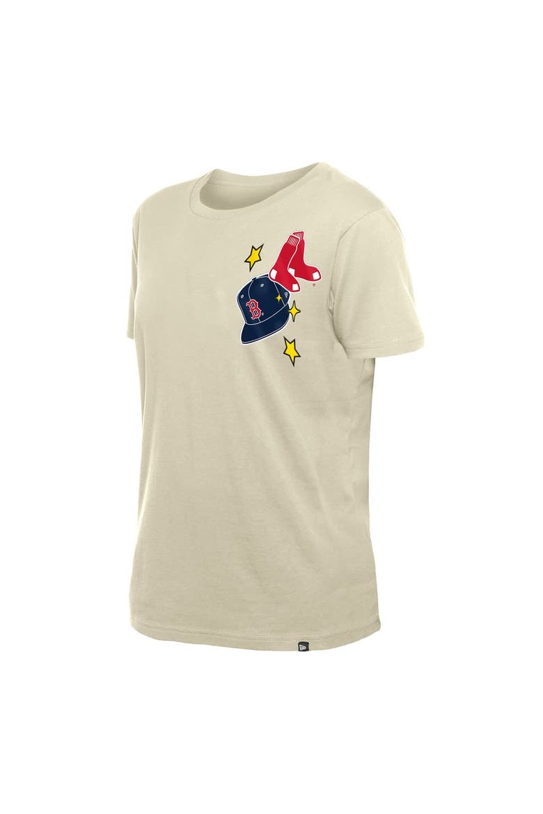 Women's New Era  Cream Boston Red Sox Stars & Cap T-Shirt, Alternate, color, Cream
