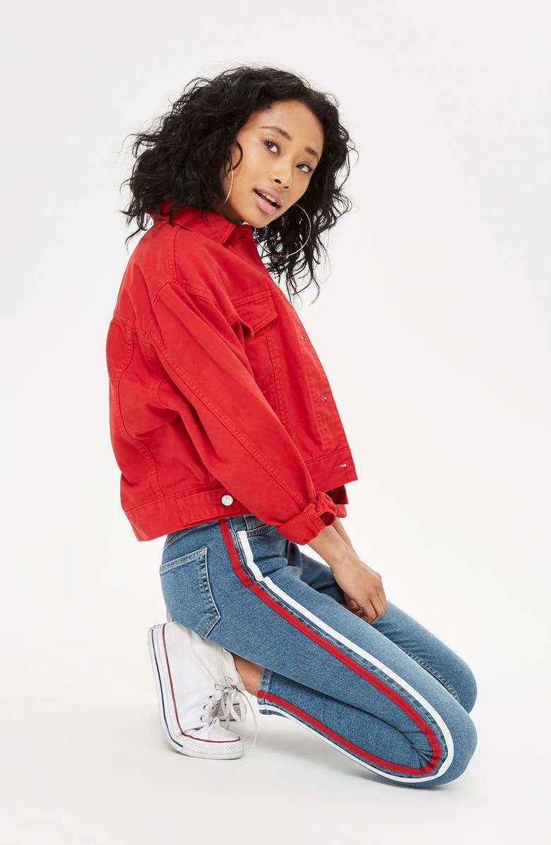 Topshop Jamie Side Stripe Jeans, Alternate, color, 