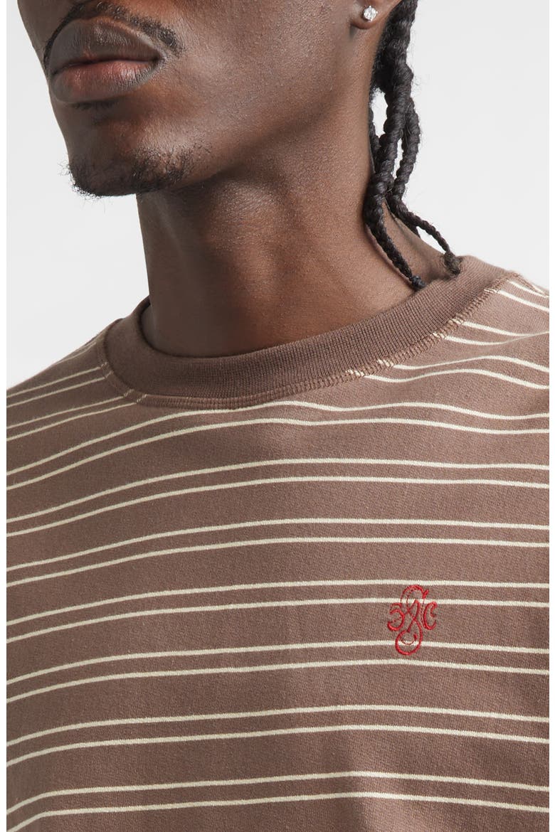 Benny Stripe Long Sleeve Organic Cotton T-Shirt, Alternate, color, BROWN STRIPE