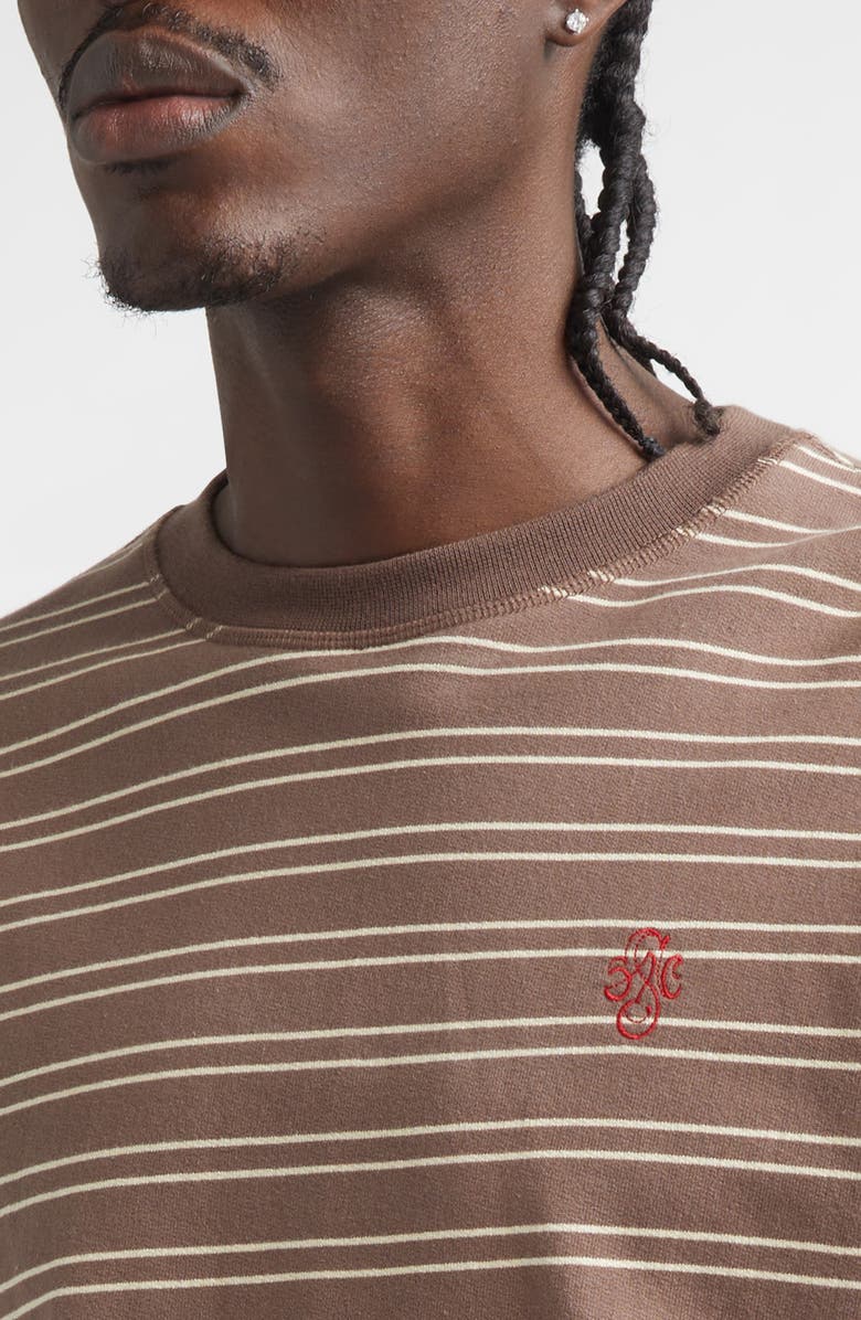 STOCKHOLM SURFBOARD CLUB Benny Stripe Long Sleeve Organic Cotton T-Shirt, Alternate, color, Brown Stripe