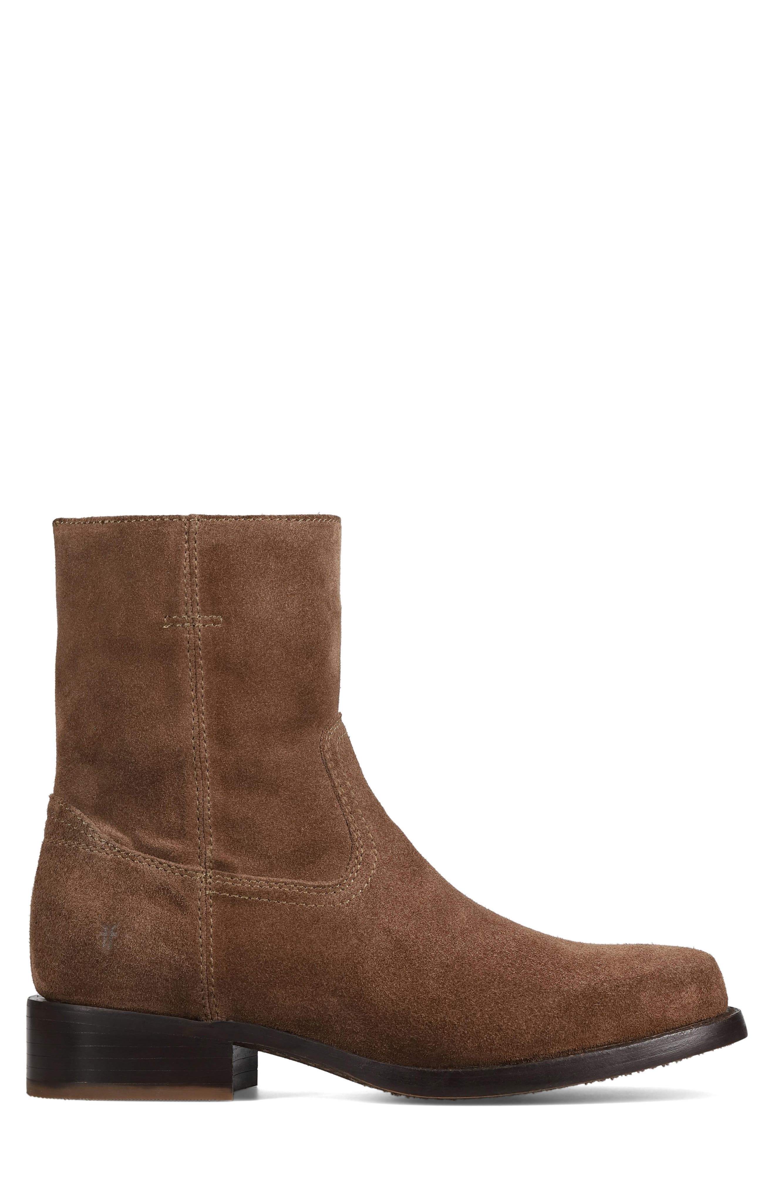 Frye Campus Suede Plain Toe Zip Boot, Alternate, color, Driftwood