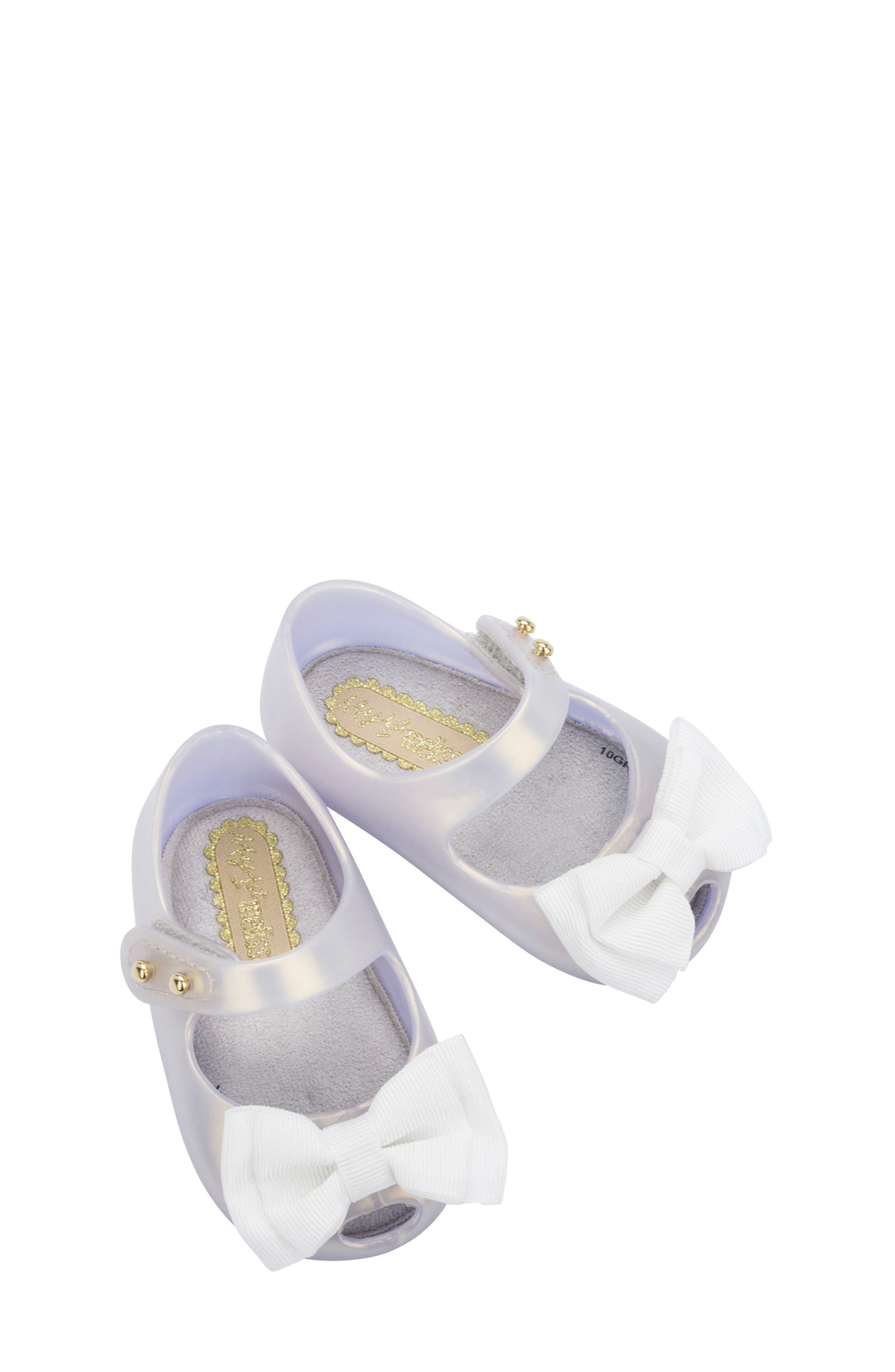Mini Melissa My First Melissa Mary Jane Flat, Alternate, color, Pearly White