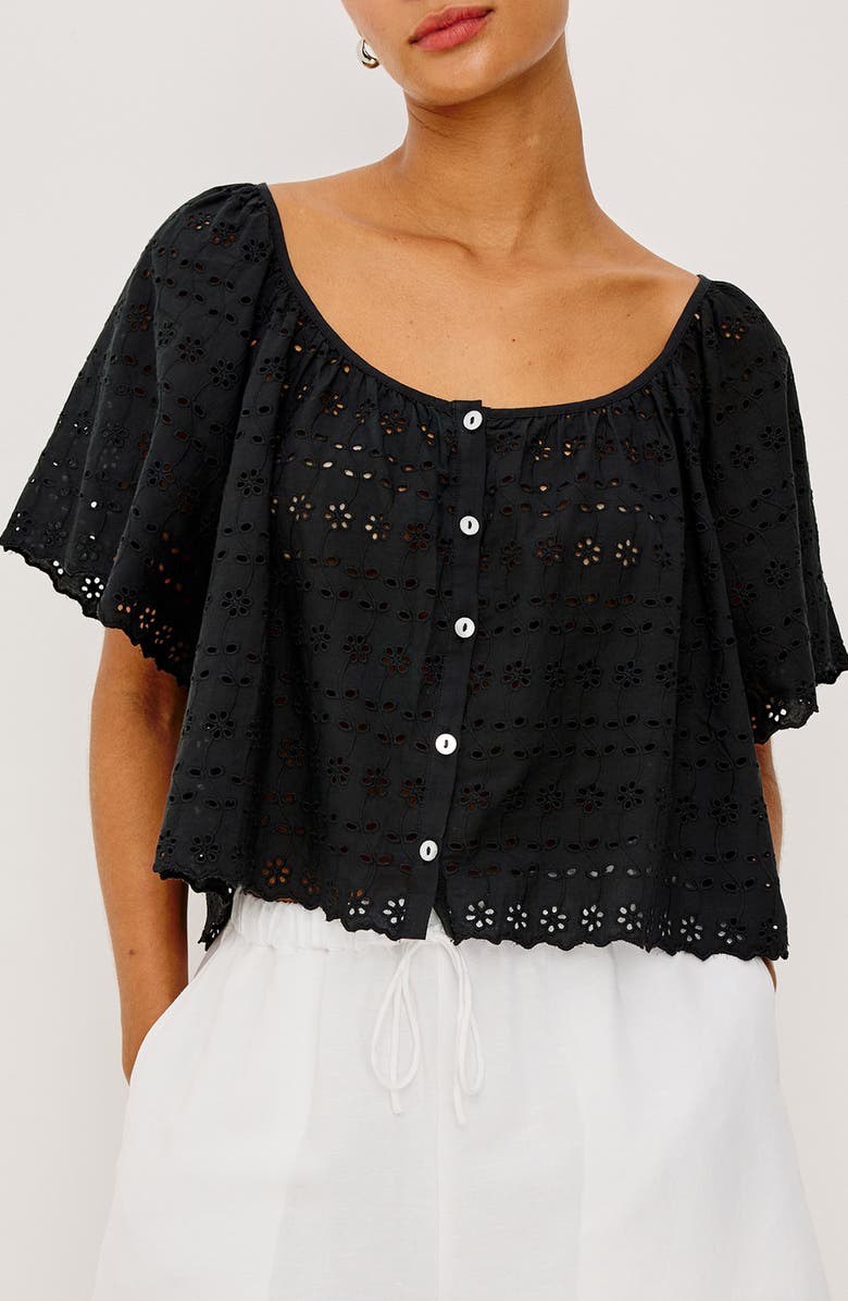 Rails Miller Scoop Neck Crop Top, Main, color, Black Eyelet