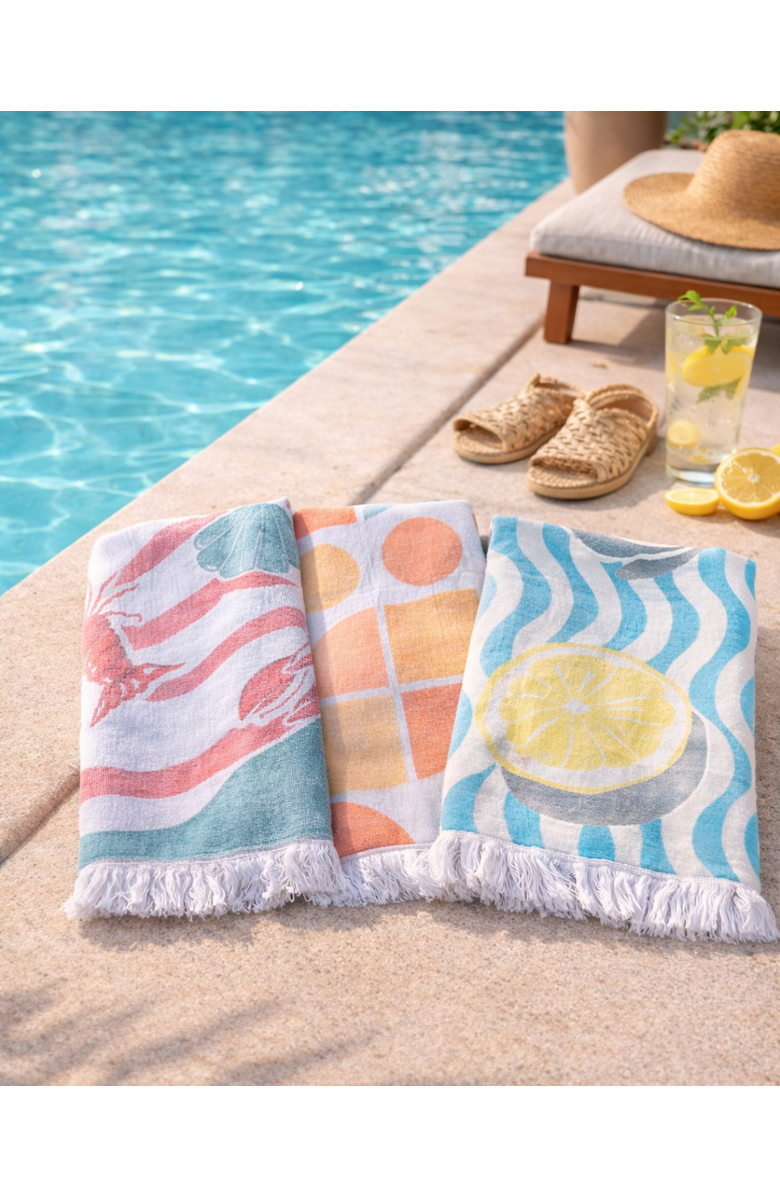 Olive and Loom Coastal Print Towel Set, Alternate, color, Multi