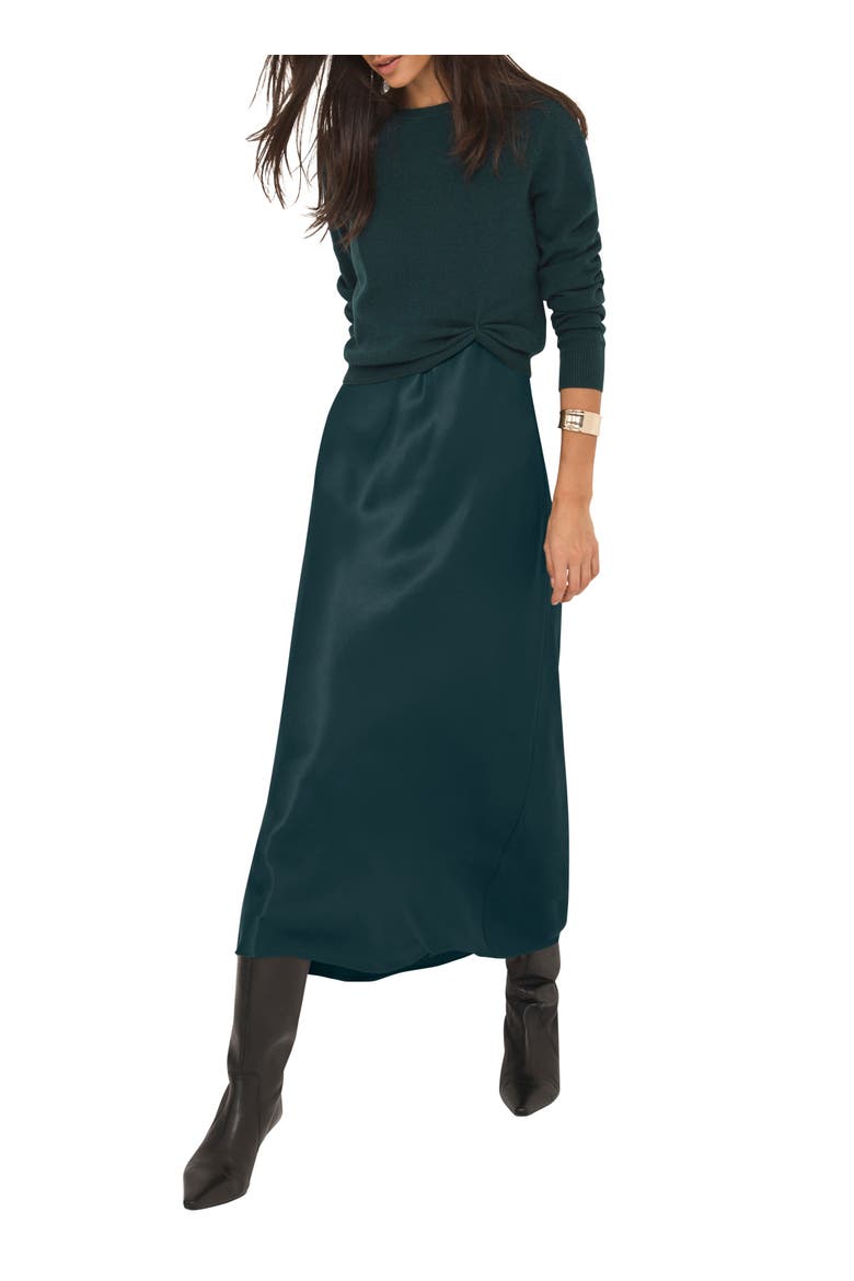 Layered Satin Midi Dress, Alternate, color, Green