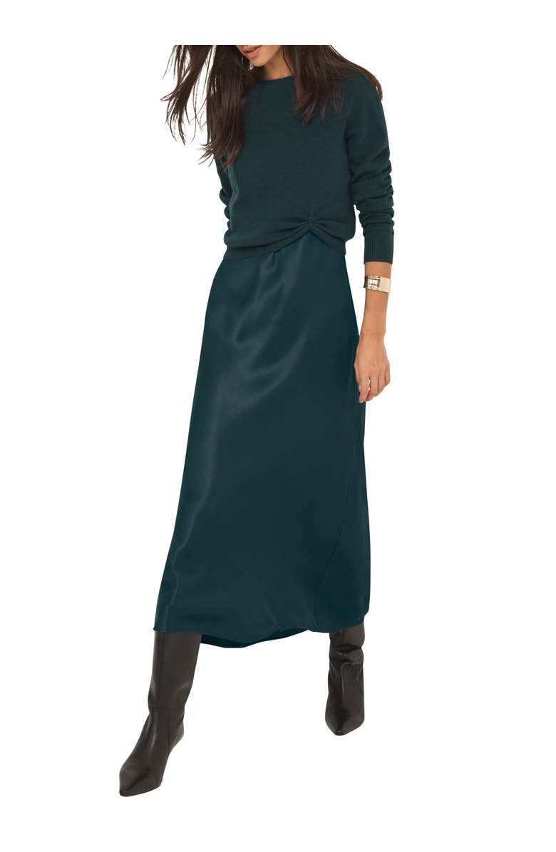 MINT VELVET Layered Satin Midi Dress, Alternate, color, Green