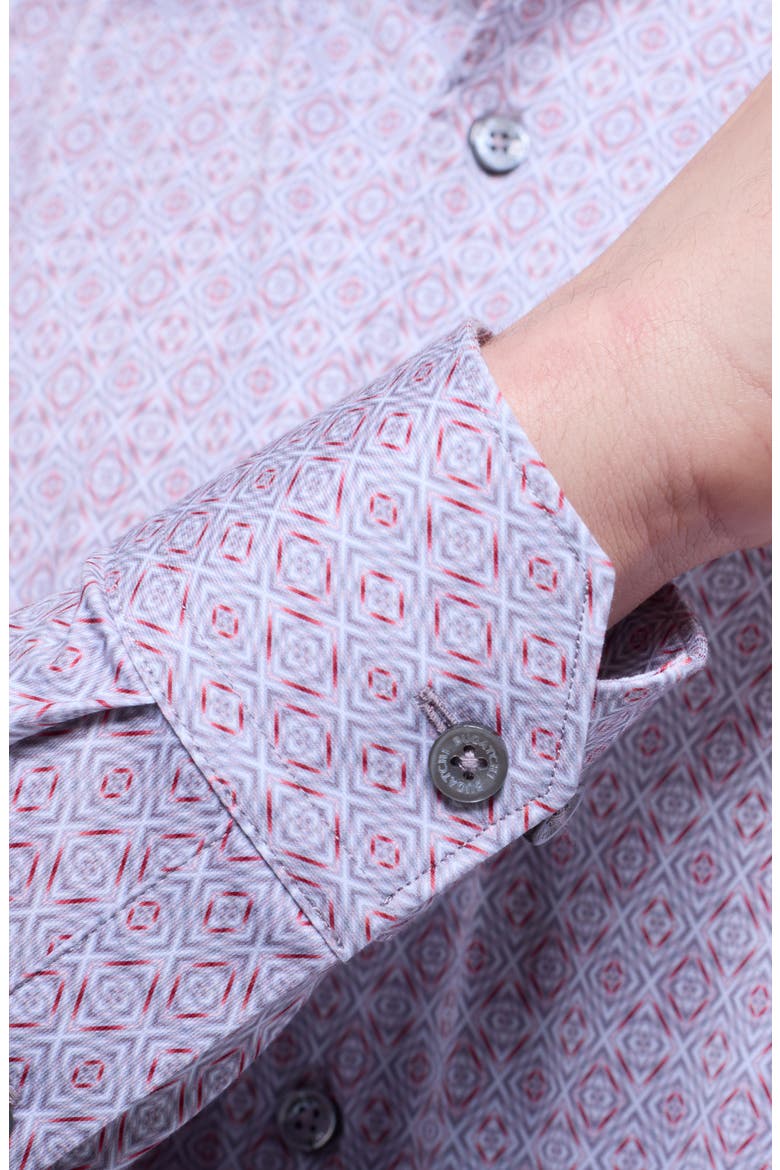 Devon OoohCotton® Geo Print Button-Up Shirt, Alternate, color, WOOD ROSE
