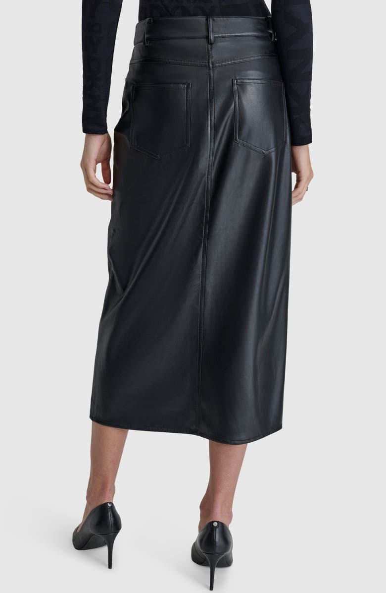 DKNY 5-Pocket Faux Leather Midi Skirt, Alternate, color, 
