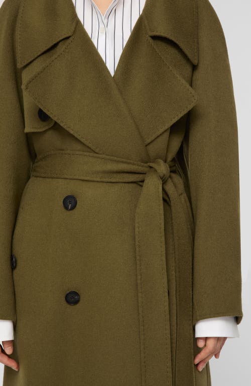 Lafayette 148 New York Oversize Belted Double Face Cashmere Trench Coat In Green