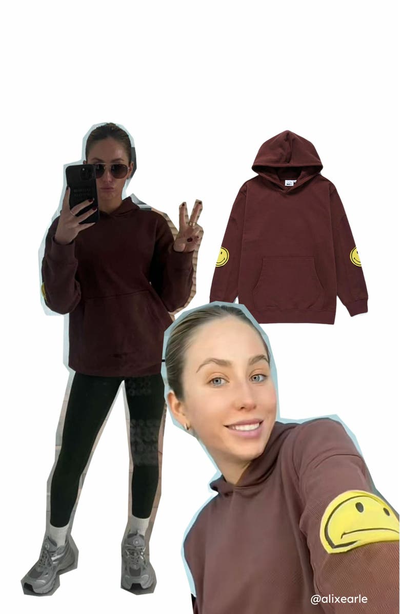 Samii Ryan SMILEY OVERSIZED HOODIE, Alternate, color, Brown