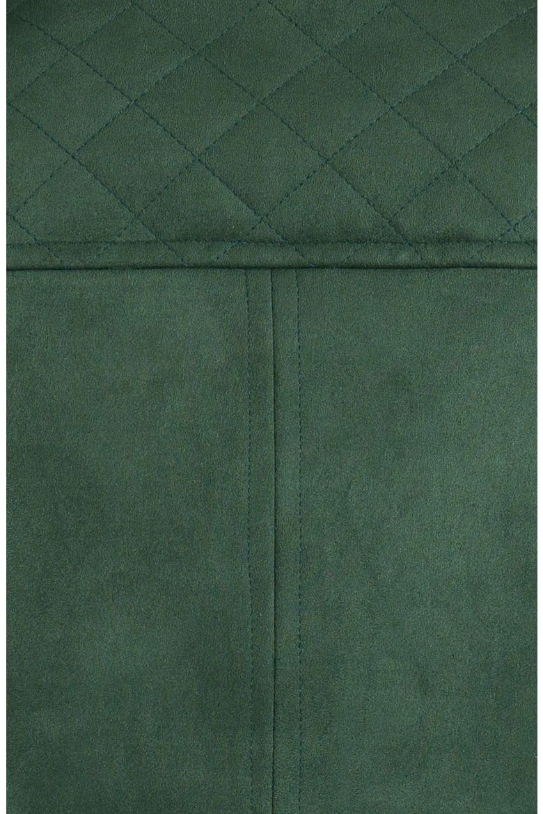 Quilted Panel Faux Suede Moto Jacket, Alternate, color, HUNTER