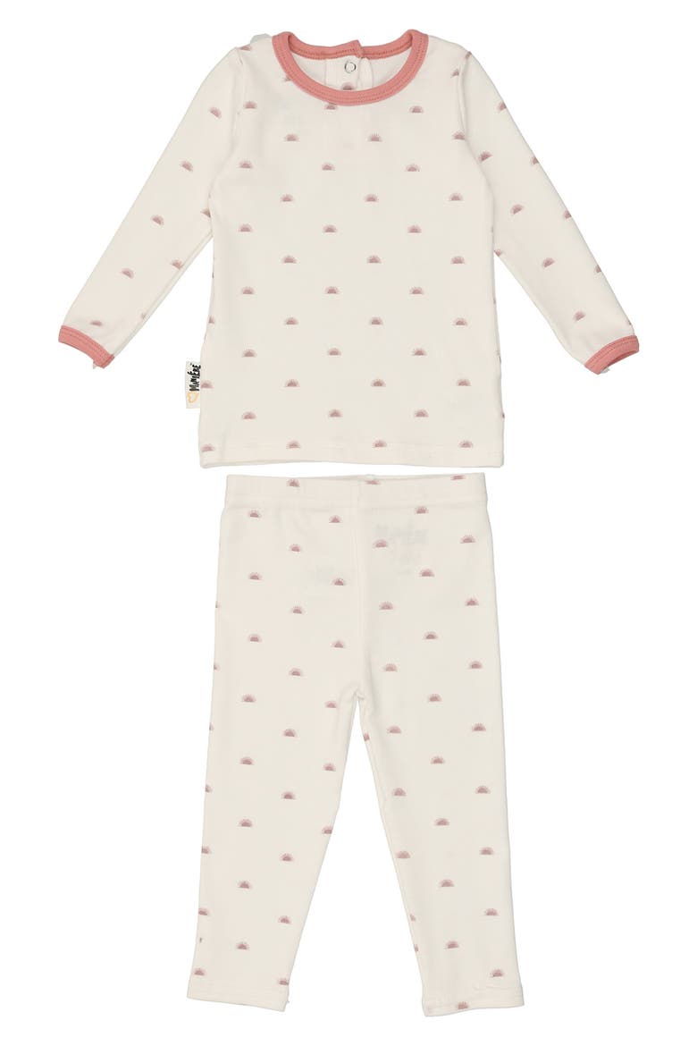 Sun Print Stretch Cotton Top & Leggings, Main, color, WHITE MAUVE