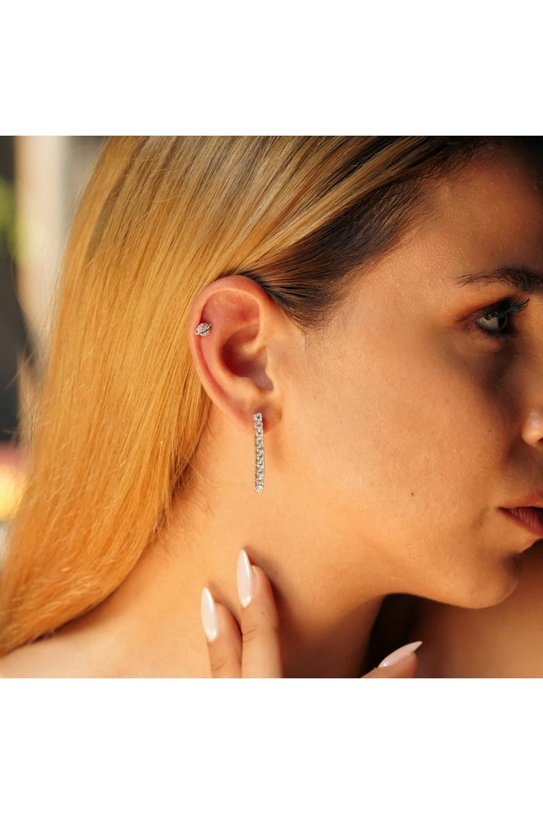 Sterling Silver Long Tennis Earring - Pair, Alternate, color, Silver