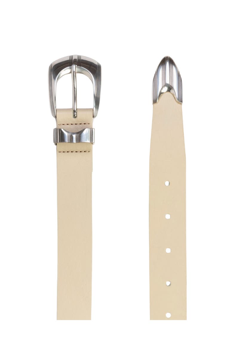 Neve Belt, Alternate, color, Cream Leather / Silver
