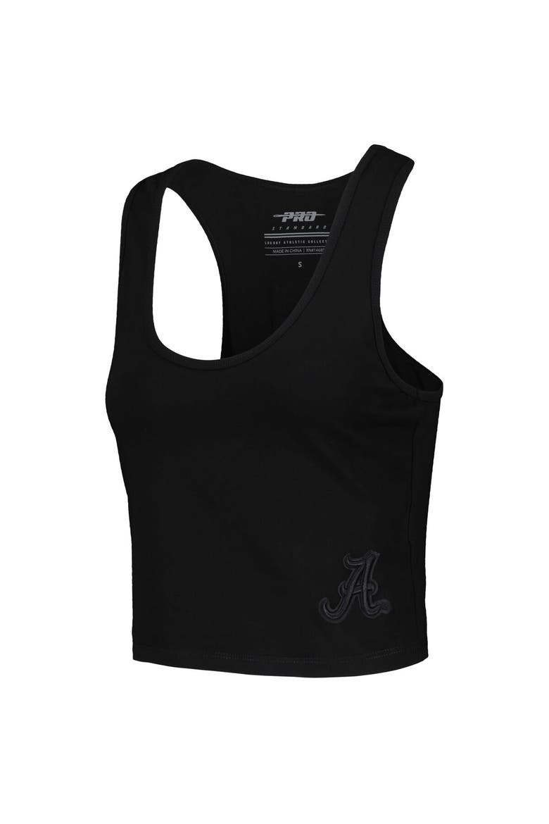 Women's Pro Standard Black Alabama Crimson Tide Tonal Neutral Fitted Waist Length Racerback Tank Top, Alternate, color, Black