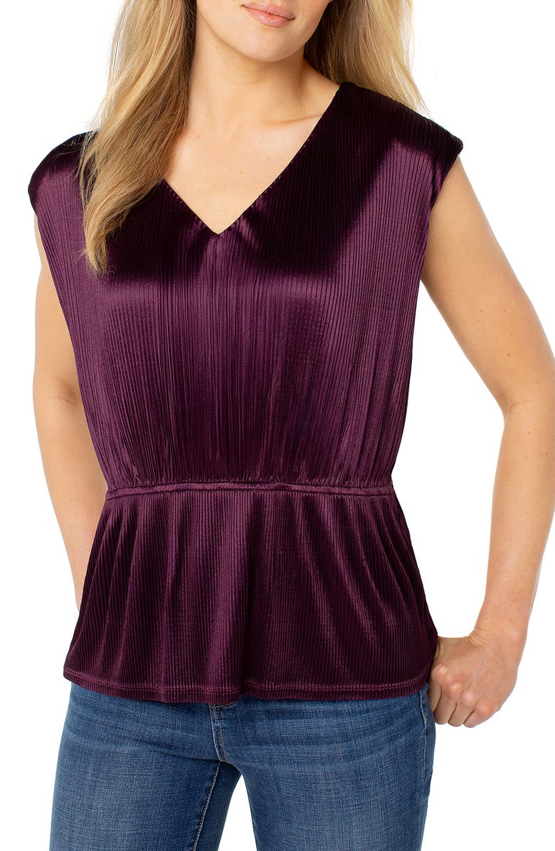 Liverpool Los Angeles Dolman Sleeve Peplum Top, Main, color, Dark Wine Berry
