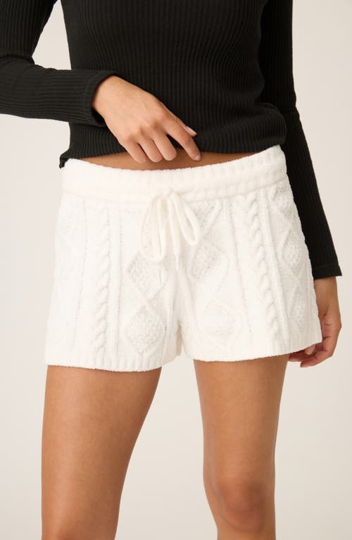 Pj Salvage Chenille Cable Knit Drawstring Shorts In White