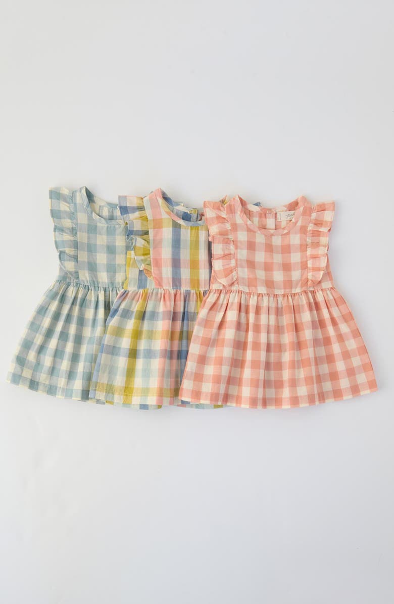 Pehr Kids' Checkmate Flutter Sleeve Organic Cotton Dress, Alternate, color, Checkmate Pond