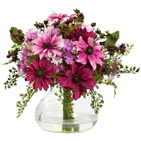 Mixed Daisy Floral Arrangement with Vase
