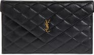 Saint Laurent Paris Diamond Quilted Grain de Poudre Leather Envelope Pouch