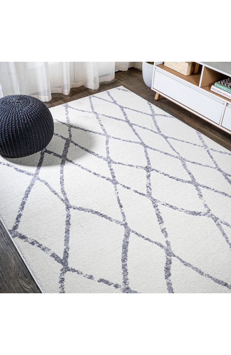 JONATHAN Y Illi Moroccan Diamond Trellis Area Rug, Alternate, color, Ivory/Gray