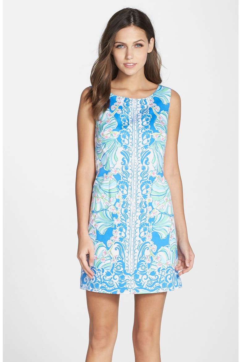 'Cathy' Cotton Shift Dress, Main, color, BAY BLUE