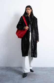 Topshop Going Out Longline Faux Fur Coat