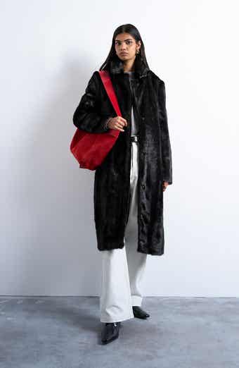 Topshop Going Out Longline Faux Fur Coat