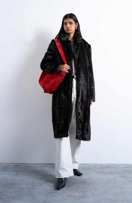 Topshop Going Out Longline Faux Fur Coat